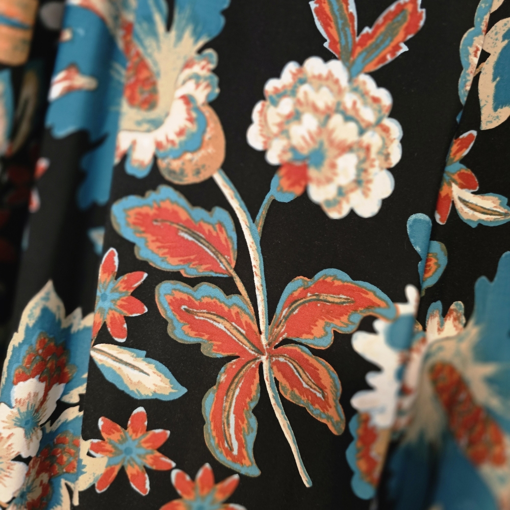 Floral Patterned Wide Leg Flowy Stretchy Pull On Pant